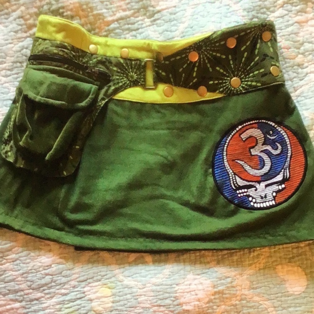 Snap Wrap Mini Skirt, Jayli, Grateful Dead NWOT